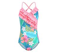 Maillot de Bain 1 Pièce Fille Enfant - Style Hawai à Volants Dentelés - Taille 13-14 Ans