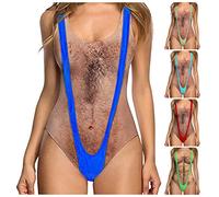 Maillot De Bain 1 PièCe Pour Femme Avec Coussin De Poitrine Maillot De Bain Une PièCe Imprimé DrôLe 3D Fausse Fourrure De Poitrine Maillot De Bain Imprimé DrôLe Bikini Sexy à Col En U