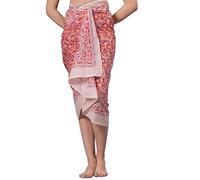 Maillot de bain 100 % coton pour femme - Paréo indien imprimé main, Orange, 73" x 44"