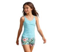 Maillot de Bain 2 Pièce Fille Tankini avec Short Ensemble Imprimé Fleurs Cut Out Enfant 9-16 Ans