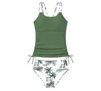 Maillot de Bain 2 Pièce Fille Tankini Ensemble Imprimé Fleurs Cut Out Enfant 7-16 Ans