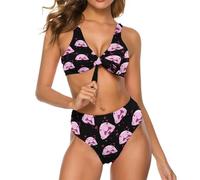 Maillot de Bain 2 pièces à Lacets pour Femme, Motif Poisson Blob Love Blobfish