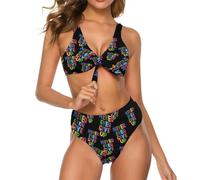 Maillot de Bain 2 pièces à Lacets pour Femme Never Ever Give Up