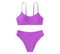 Maillot De Bain 2 Pièces Ado Fille 8-14 Ans Ensemble Maillot De Bain Enfant Fille Camisole Débardeur + Tanga Taille Haute Bikini Fille Chic Plage Piscine Natation Sport