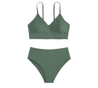 Maillot De Bain 2 Pièces Ado Fille 8-16 Ans Ensemble Camisole Débardeur + Tanga Taille Haute Bikini Chic Pas Cher pour Plage Piscine Natation Sport