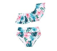 Maillot De Bain 2 Pieces Enfant Fille 5-9 Ans Bikini Maillot De Bain Fille Une épaule à Volants Tanga Taille Haute Chic Pas Cher Plage Sport Natation Piscine Océan (Vert, 7-8 Ans)