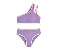 Maillot de bain 2 pièces épaules dénudées avec rembourrage de poitrine, bikini coloré pour 7-16 ans, vacances d'été, fête à la plage, fête à la piscine, aspect t-shirt, imprimé, élastique, confortable