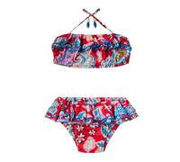Maillot de bain 2 pièces été fleuri hawaï swan rouge bleu roi orange 13/14A