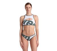 Bikini Arena Logo Brasserie blanc vert gris femme - L
