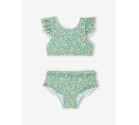 Maillot de bain 2 pièces fleuri fille bleu ciel imprimé 14A