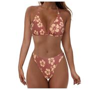 Maillot de Bain 2 pièces pour Femme avec Bas de Bikini Triangle Mode Plage Push-up Maillot de Bain Femme 2 Pieces Triangle Bikini Sexy String Maillot de Bain Taille Basse Halter Maillots Deux Pièces