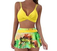 Maillot de Bain 2 pièces pour Femmes avec Haut sans Ventre et Coupe Haute, Maillot de Bain Sportif Taille Haute et Bas