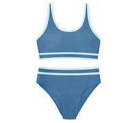 Maillot de bain 2 pièces pour fille - Couleur unie - Avec coussinets de poitrine - Taille haute - Maillot de bain sportif