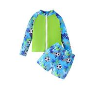 Maillot de Bain 2 pièces pour garçon - Rashguard à Manches Longues avec Fermeture éclair et imprimé Dinosaure - Maillot de Bain Assorti - Tenue 2 pièces pour Enfants 1-8Y
