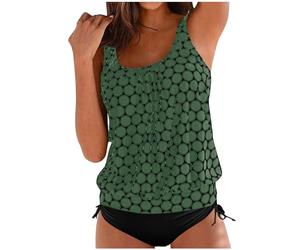 Maillot de Bain 2 pièces Shorty Tankini Haut renforcé Push up Galbant, Taille Haute Motif Vintage, et Culotte affinante Qui sculpte la Silhouette. Parfait pour Vos journées Estivales (XXXL)