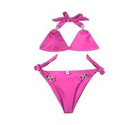 Maillot De Bain 2 Pieces Transbronzant Femme Nouveau Sexy Couleur Unie Embedding Bikini Split Maillots De Bain Multi Couleur Short Plage Femme Maillot Grande Taille (Pink, M)