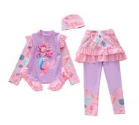 Maillot de bain 2026 pour fille - Manches longues - Deux pièces - Avec culotte à volants - Protection solaire pour enfants - Bikini - Sport - Maillot de bain tendance, Lila1., 8-9 ans