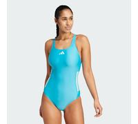 adidas Femme 3 Stripes C-Back Swimsuit, Lucid Cyan/White, 38