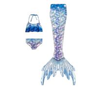 Maillot De Bain 3 Pièces Fille Bikini 3 Pièces Fille 4-13 Ans Bustier Volanté Imprimé Tropical Déguisement Sirène Tissu Chloro Résistant Plage/Piscine Été 2025
