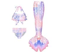 Maillot De Bain 3 Pièces Fille Bikini 3 Pièces Fille 4-13 Ans Bustier Volanté Imprimé Tropical Déguisement Tissu Chloro Résistant Plage/Piscine Été 2025