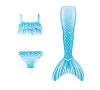 Maillot De Bain 3 Pièces Fille Bikini 3pièces Fille 4-13 Ans Bustier Volanté Imprimé Tropical Déguisement Tissu Plage/Piscine Été 2025