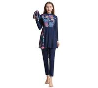 Maillot de bain 3 pièces pour femme musulmane - Burkini islamique - Couverture complète - Haut de bain à manches longues avec pantalon - Hijab - Tankini - Tenue de plage d'été Chic