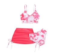 Maillot de Bain 3 pièces pour Fille avec Bretelles Spaghetti croisées et Jupe Cache-Maillot de Bain et Slip Swimwear Set Ensemble de Bikinis Enfants pour Fille 3-12 Ans