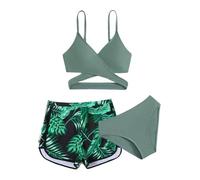 Maillot de Bain 3 pièces pour Fille, Ensemble Bikini Taille Haute avec Cache-Maillot Gilet Natation Enfant 2 Ans VêTements Enfants Fille Short De Bain K5f19