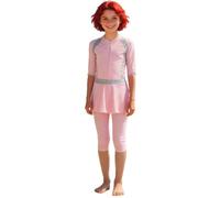 Maillot de bain 3 pièces pour fille musulmane - Maillot de bain modeste hijab Burkini Rashguard Top Boyshorts Casquettes Modesty Beachwear Couverture complète Surf Maillot de bain 2-13 ans, A5 rose