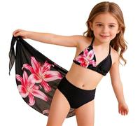 Maillot de Bain 37 Pieces Maillot de Bain Deux pièces Bikini à imprimé Floral pour Grandes Filles et Adolescentes,Tenue d'été pour la Plage et la Piscine