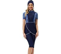 Maillot de Bain à Manches Courtes Maillots de Bain modestes pour Femmes Modesty Maillot de Bain Rash Guard Beachwear Burkini (XS, S9)