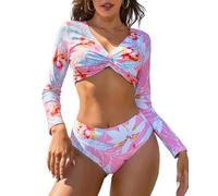 Maillot de bain à manches longues pour femme - Maillot de bain 2 pièces rashguard court