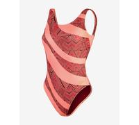 Maillot de bain All Over Print Deep U-Back rose clair orange femme - 32