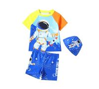 Maillot De Bain Anti UV Garcon,Maillot De Bain Deux PièCes pour GarçOn avec Imprimé Astronaute Maillot De Bain UPF 50+ à SéChage Rapide Et Bonnet pour Les Tout-Petits Et Les Enfants