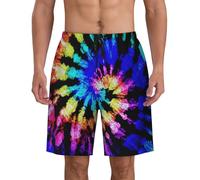 Maillot de bain athlétique imprimé tie dye pour homme - Short de plage confortable - Piscine - Surf - Sports d'été -, Noir , XXL