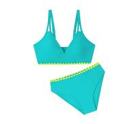 Maillot de bain avec col en V, double bretelles, joli ensemble bikini deux pièces avec coussinets amovibles pour adolescents, matériau élastique, polyvalent pour les activités d'été à la plage ou à la