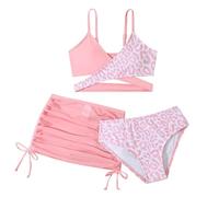 Maillot De Bain Bebe Fille,Maillot de Bain 3 pièces pour Fille, imprimé léopard, Cache-cœur, avec Jupe Cache-cœur (9-10 Years)