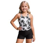 Maillot De Bain Bebe Fille Maillot de Bain Deux pièces pour Fille avec Short et Solaire UPF 50 pour activités Aquatiques à la Plage ou Piscine (Black, 7-8 Years)
