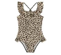 Maillot De Bain Bebe Fille- Maillot De Bain Filles avec Imprimé LéOpard Et Volants Mignons La Plage Et La Piscine Parfait Les Petites Filles Et Les FêTes à La Piscine Ou à La Plage