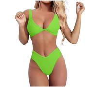 Maillot de bain bikini pour femme - Grande taille - Triangle large - Bande sous la poitrine - Maillot de bain pour femme - Bikini amovible - Noir - Adolescent - Haut sans bretelles, #3-jaune, L