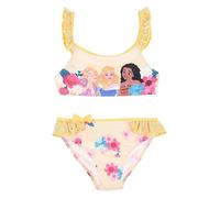 Maillot de bain Bikini Princesses Disney pour Filles et Filles avec Volants et Décorations Florales, jaune, 3 ans
