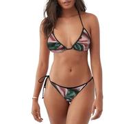 Maillot de bain bikini sexy imprimé écharpe rose vert - Parfait pour les excursions à la plage d'été et les activités de natation, noir, Taille M