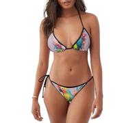 Maillot de bain bikini sexy imprimé perroquet circuit - Parfait pour les excursions à la plage d'été et les activités de natation, Noir/blanc, S