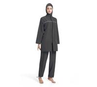 Maillot de Bain Burkini Musulman 3 pièces pour Femmes, Maillot de Bain Modeste à Couverture complète avec Manches Longues, Pantalon et Hijab, Fermeture éclair sur Le Devant, Taille XL