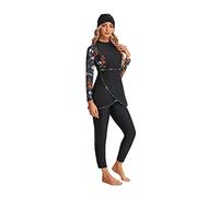 Maillot de Bain Burkini pour Femme Maillots de Bain Modestes Maillot de Bain Islamique à Manches Longues Couverture Complète Hijab(3XL,S3)