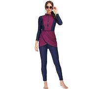 Maillot de Bain Burkini pour Femme Maillots de Bain Modestes Maillot de Bain Islamique à Manches Longues Couverture Complète Hijab(M,S5)