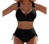 Maillot de Bain Cache Ventre Bikini Taille Haute Maillot de Bain Deux pièces pour Femme, décolleté en V, Bretelles Larges, Culotte Taille Haute : Un Robe Grande Femme Maillots