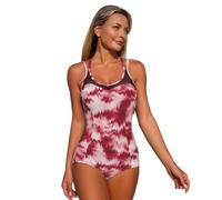 Maillot de Bain - Costume da bagno Con scollo a V e Stampa colorata, Con sgambature alte