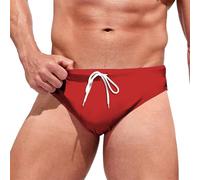Maillot de bain court pour homme - Slip String - Coupe droite - Sexy - Pour l'été - Stretch - Confortable - Léger - Rouge - Taille XL