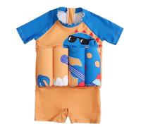 Maillot de bain d'aide à la natation pour tout-petits - Maillot de bain à manches courtes avec aide à la natation - Séchage rapide - Brassards alternatifs - Sécurité de l'eau - Entraînement d'été
